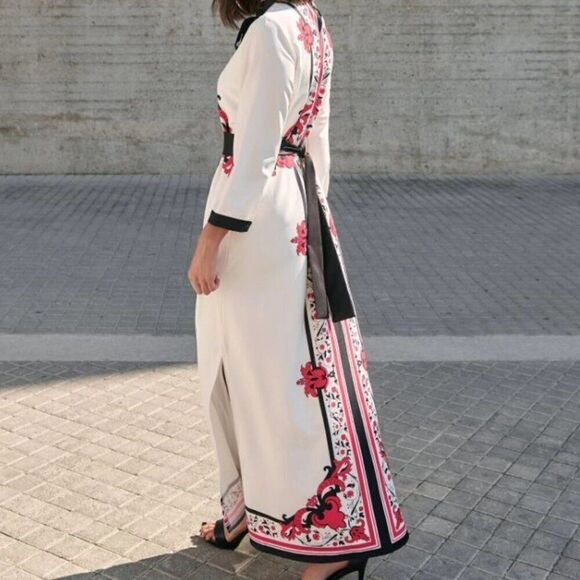 NEW Alice Temperley Red Russian Floral Rose Holiday Silk Maxi Long Skirt 6 M - Picture 3 of 15